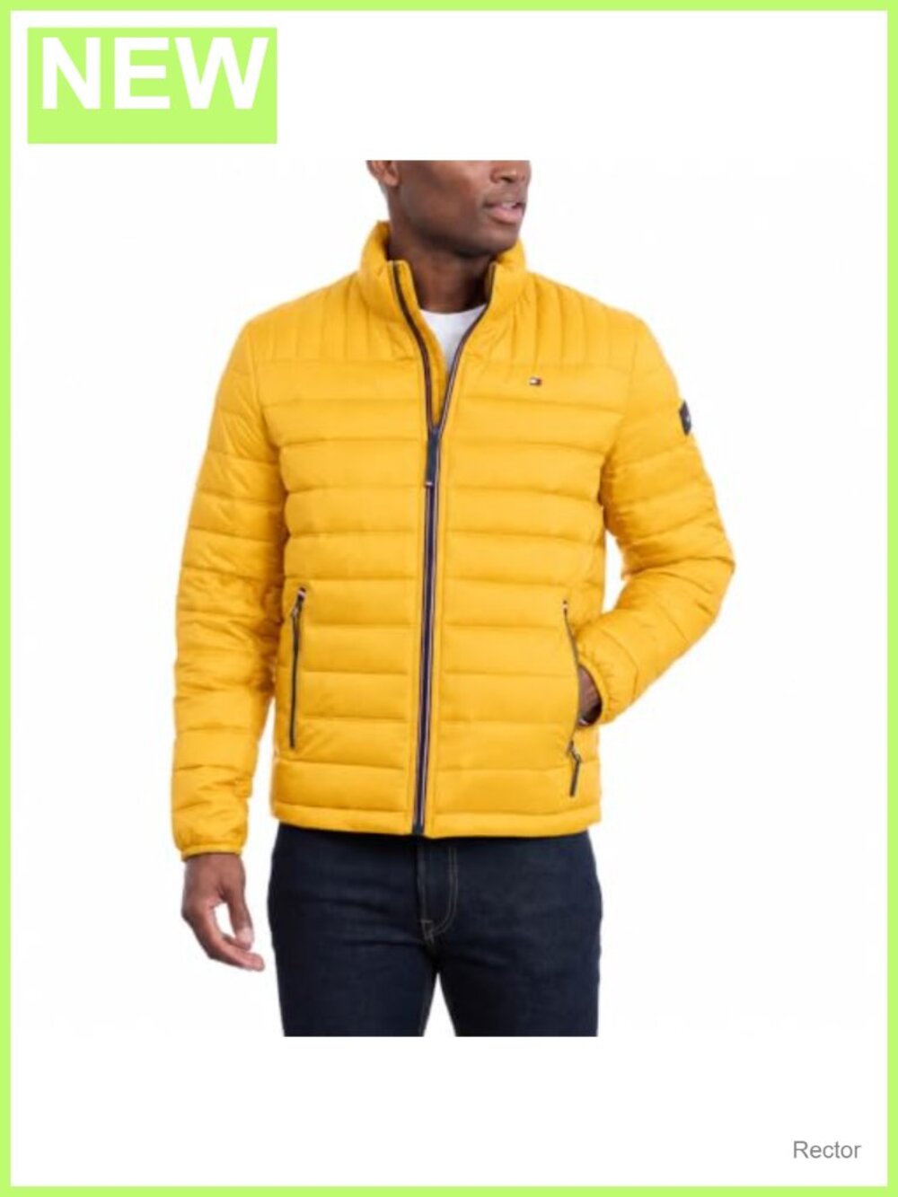 Mens Packable Puffer Jacket Embroidered Logo Quilted Warm Coat
